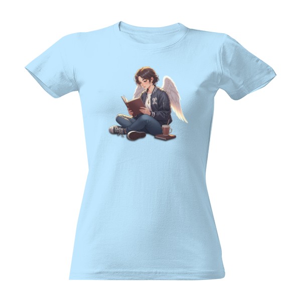 Tričko s potiskem anděl čte knihu