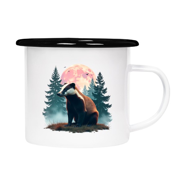 Plecháčik- smaltový lem s potlačou Jezevec a měsíc 