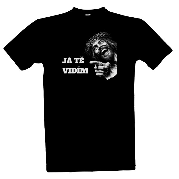 Tričko s potiskem Ježíš tě vidí-Bílý text