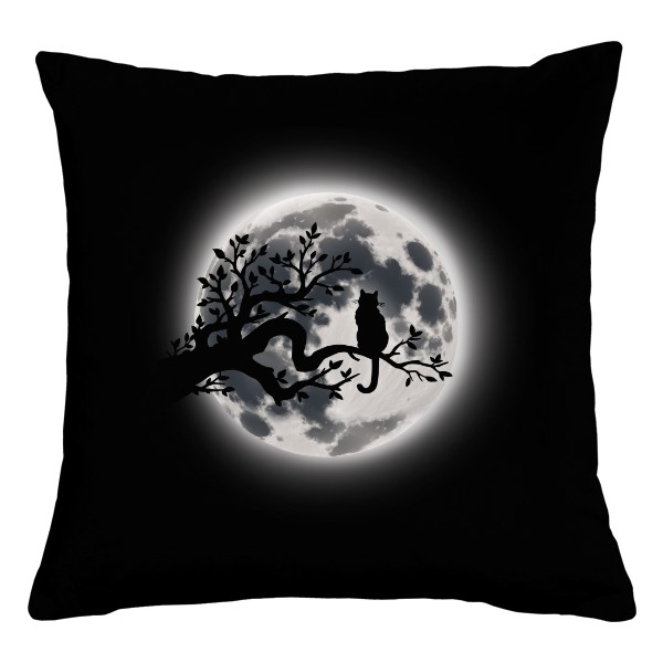 Polštář bavlněný  s potiskem noční kočka