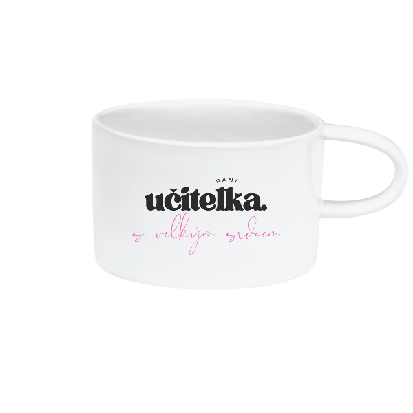 Hrnek Makronka s potiskem Paní učitelka s velkým srdcem