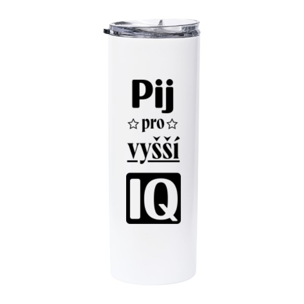 Nerezová termo nádoba s brčkem s potiskem Pití pro IQ