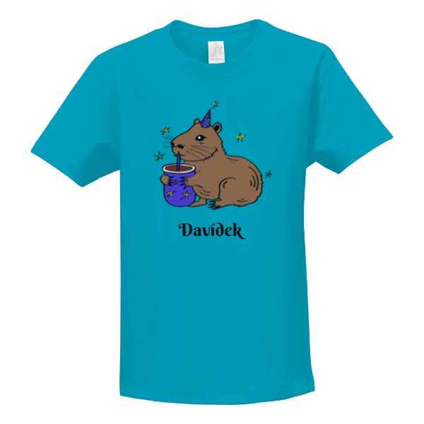 Tričko s potlačou Roztomilá capybara modrá 