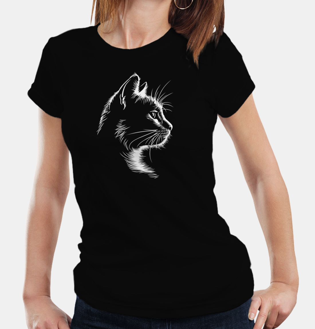 Tričko s potlačou silueta mačka