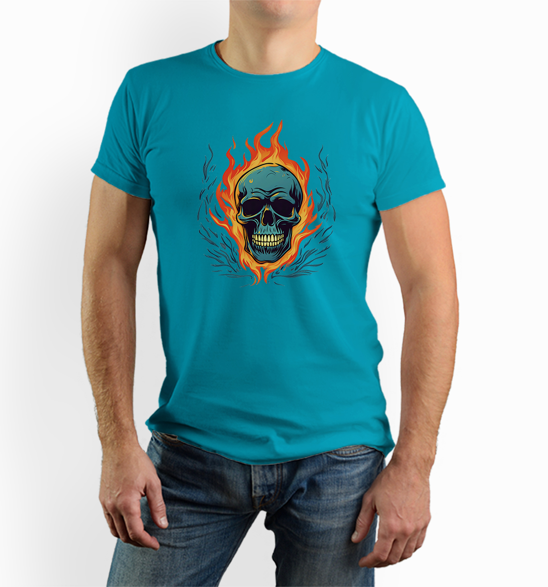 tričko ohnivá lebka motorkár
