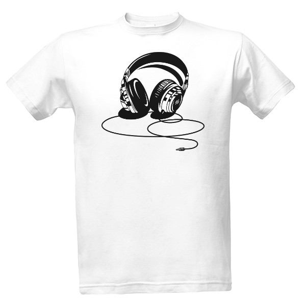 Tričko s potiskem tričko sluchátka hudba gamer headset
