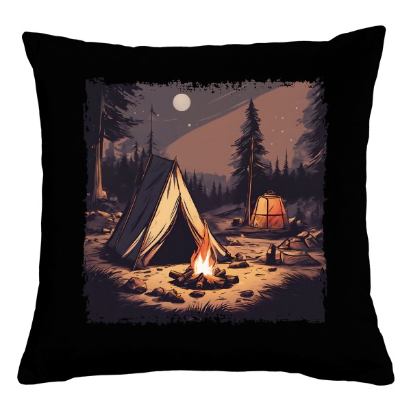 Vankúš bavlnený s potlačou Útulné kempovanie
