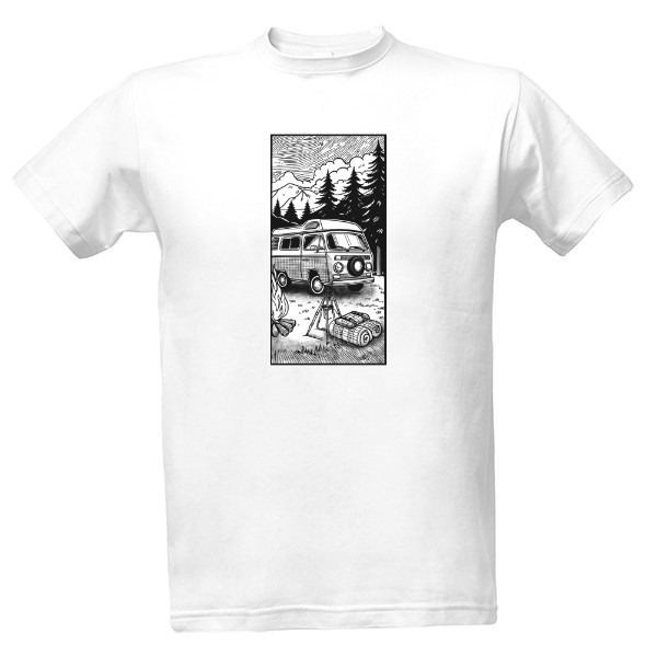 Tričko s potiskem Vanlife v horách