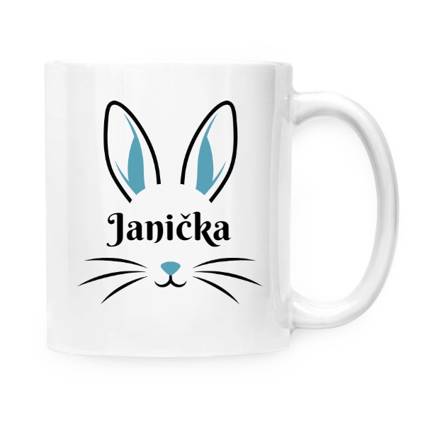 Hrnek malý bílý s potiskem Zajíček s vlastním jménem